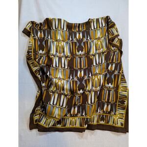 Winlar One Size Brown Yellow Geometric Print Kaftan Top Tunic Blouse‎